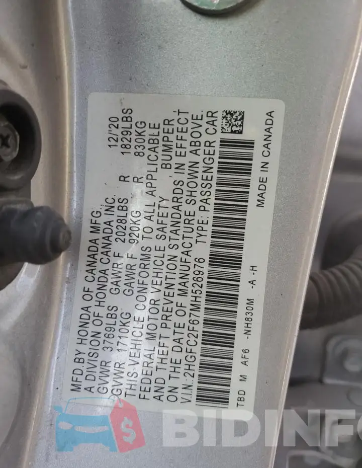 2HGFC2F67MH526976 Photo# 12