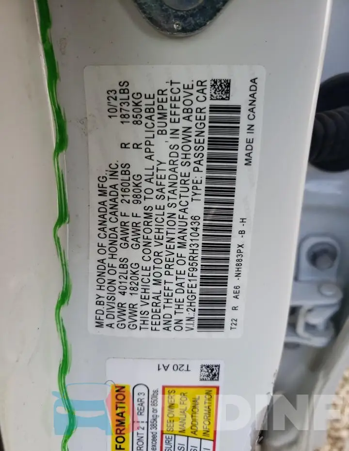 2HGFE1F95RH310436 Photo# 12