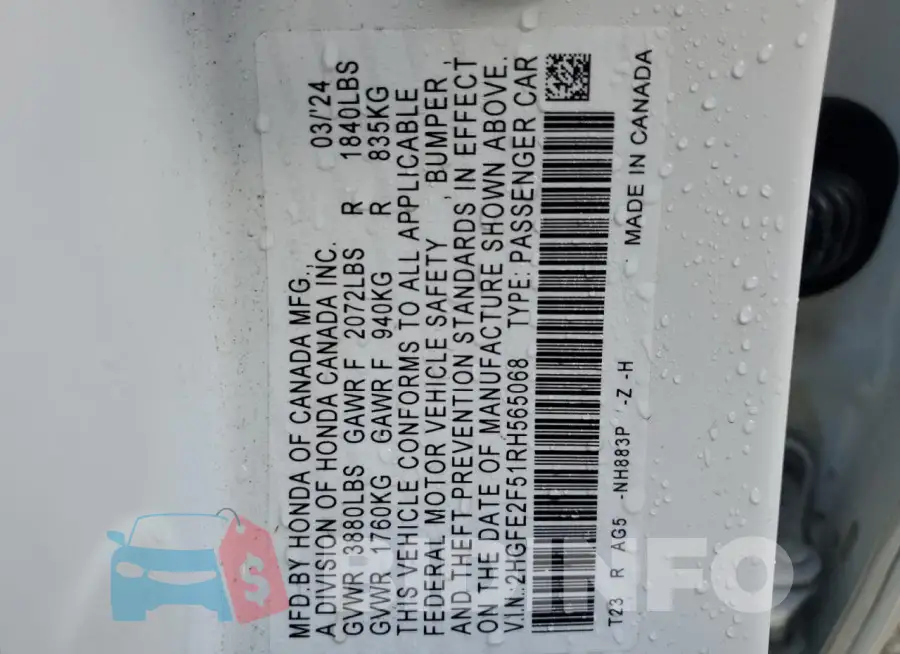 2HGFE2F51RH565068 Photo# 12