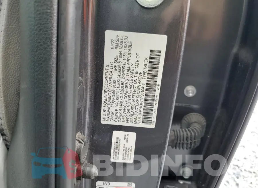5FPYK3F79PB010418 Photo# 12