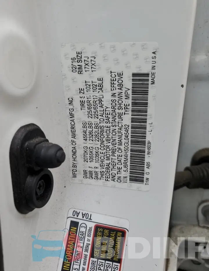 5J6RM4H50GL045462 Photo# 14
