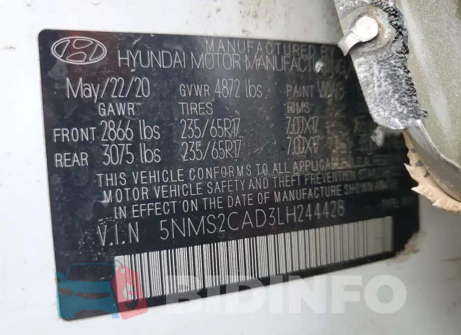 5NMS2CAD3LH244428 Photo# 14