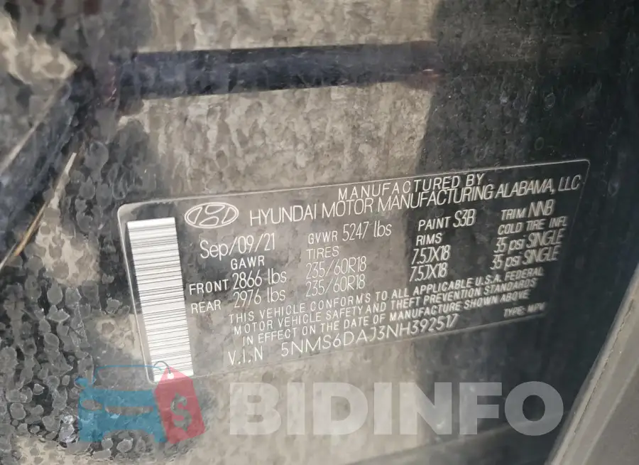 5NMS6DAJ3NH392517 Photo# 14