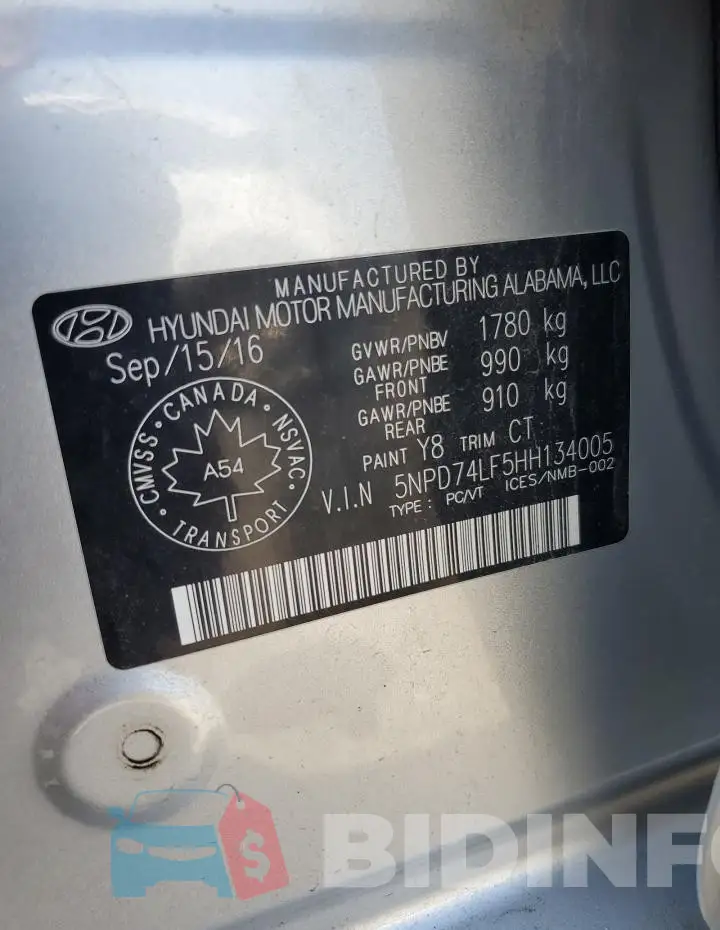 5NPD74LF5HH134005 Photo# 12