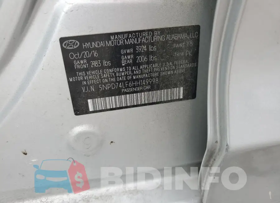 5NPD74LF6HH149998 Photo# 12