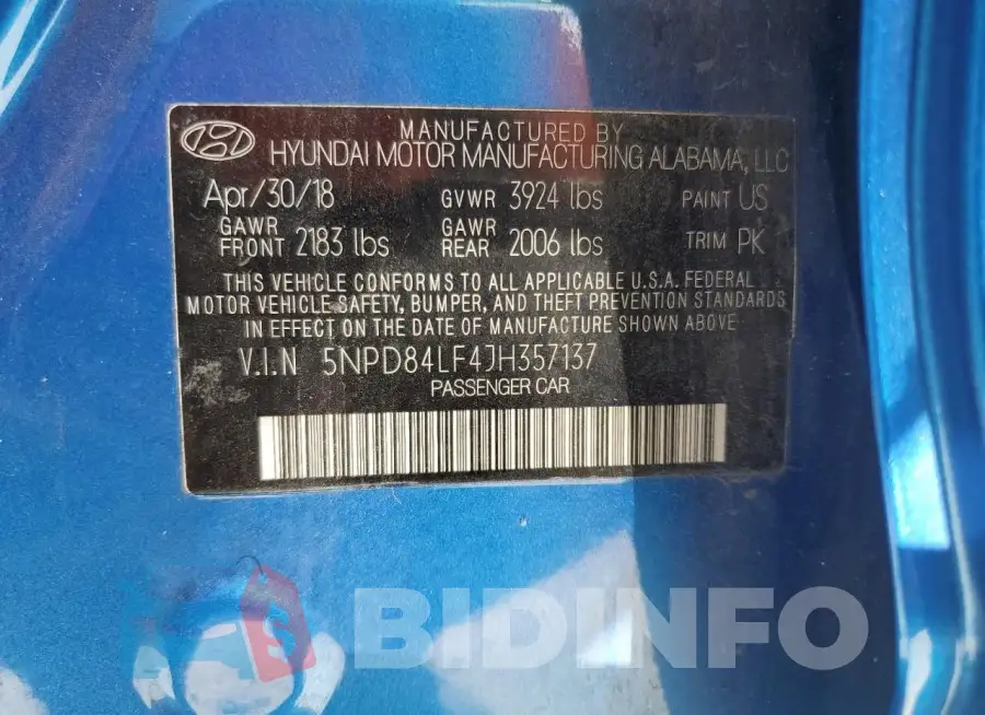 5NPD84LF4JH357137 Photo# 12