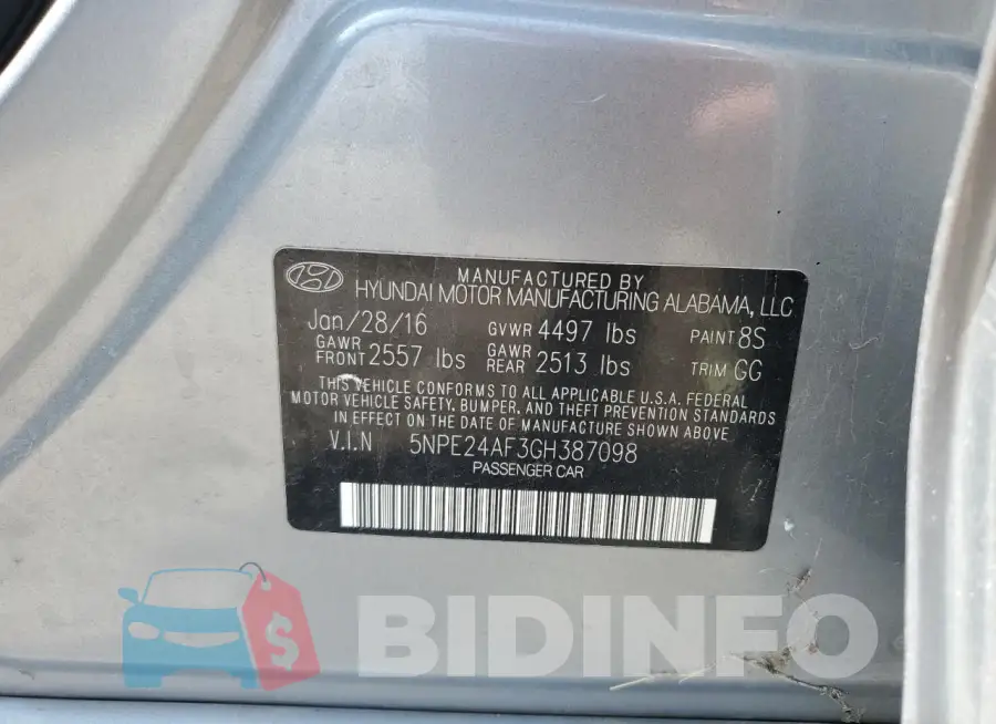 5NPE24AF3GH387098 Photo# 12