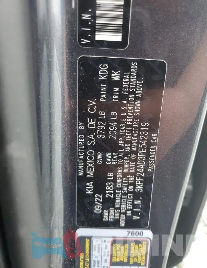 3KPF24AD3PE542319 Photo# 12