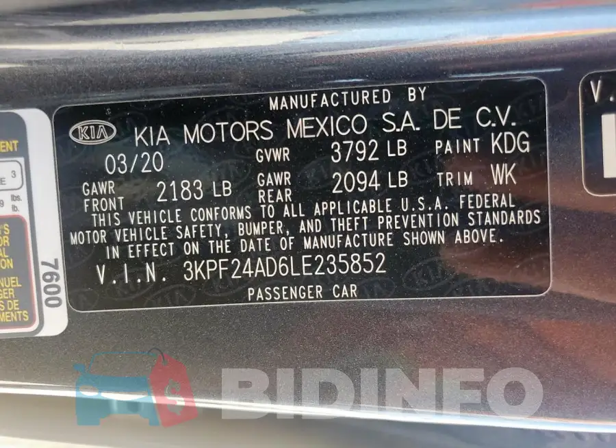 3KPF24AD6LE235852 Photo# 13