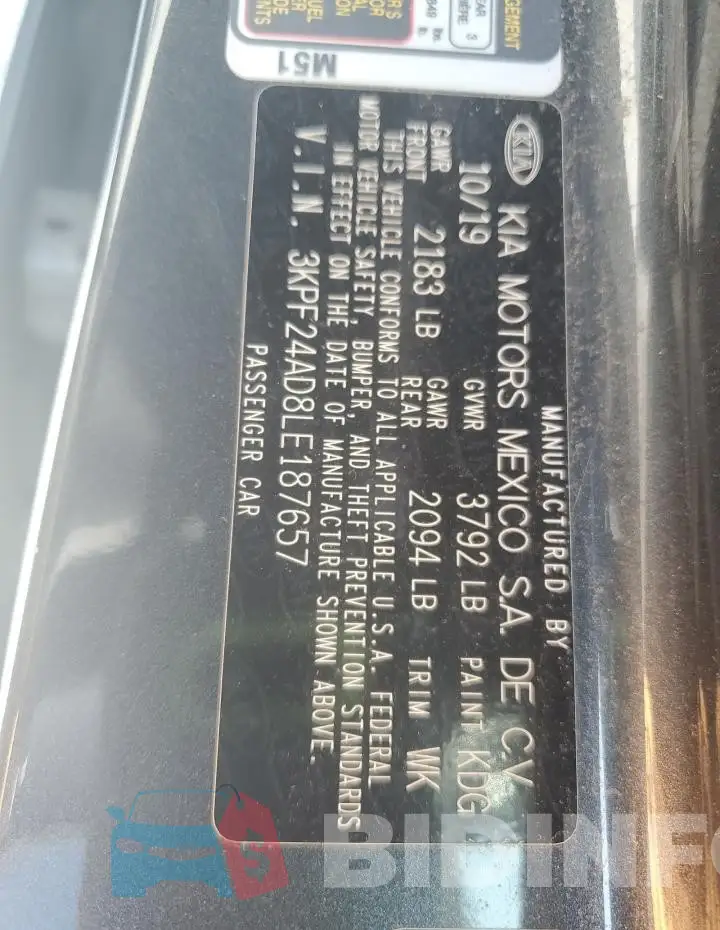 3KPF24AD8LE187657 Photo# 12