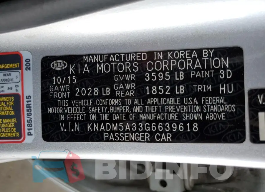 KNADM5A33G6639618 Photo# 12