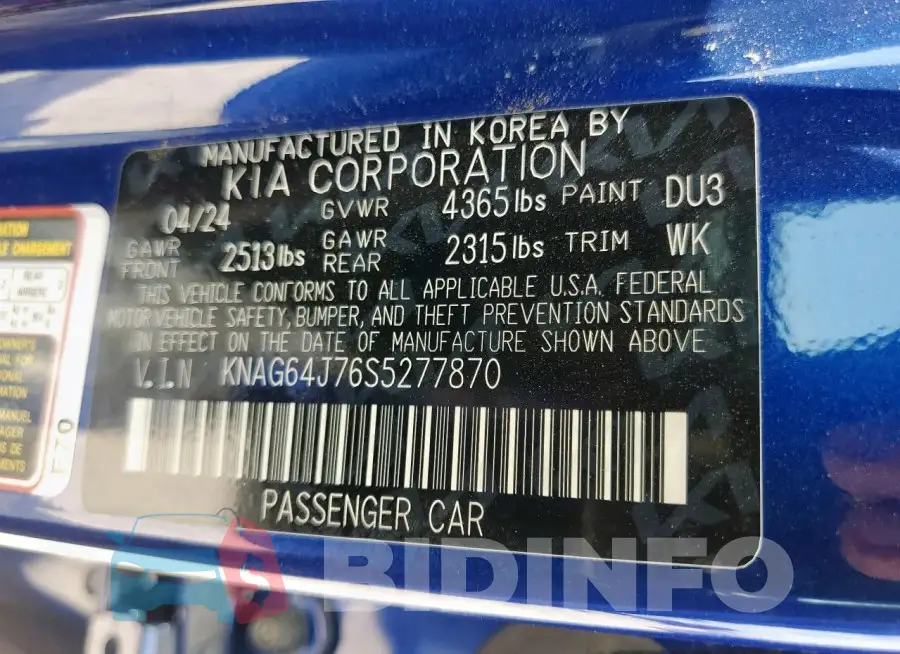KNAG64J76S5277870 Photo# 12