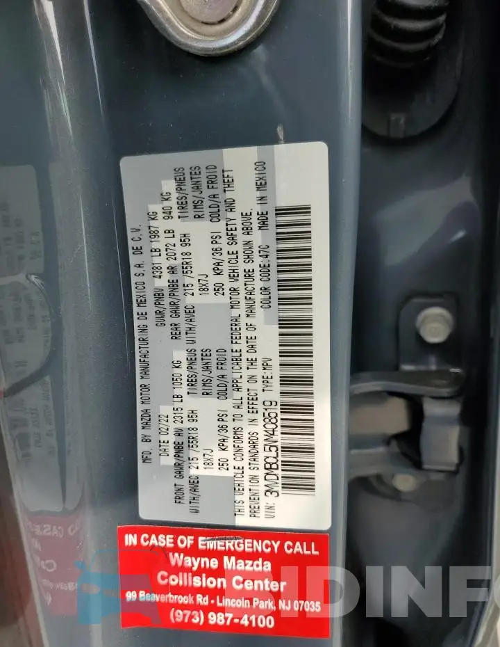 3MVDMBCL5NM408519 Photo# 13