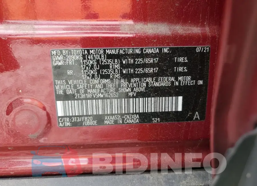 2T3H1RFV5MW162652 Photo# 13