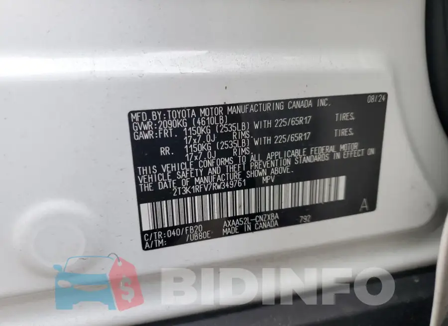 2T3K1RFV7RW349761 Photo# 13
