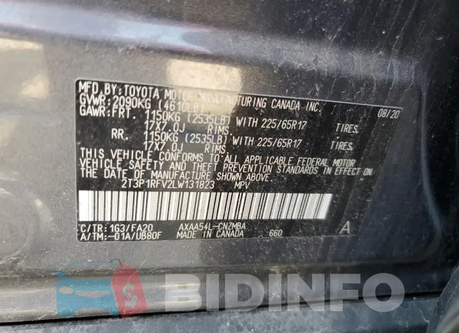 2T3P1RFV2LW131823 Photo# 14