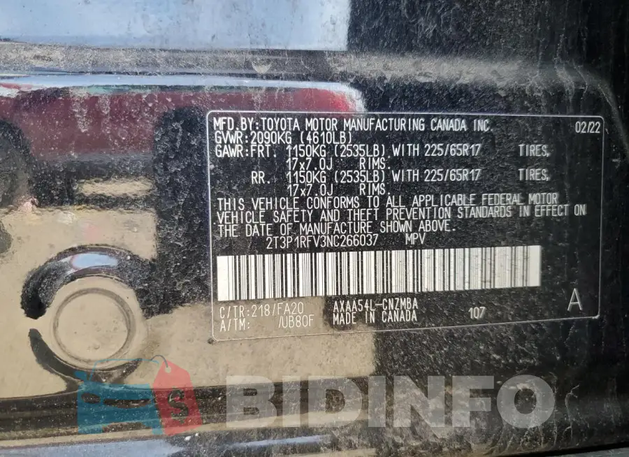 2T3P1RFV3NC266037 Photo# 12