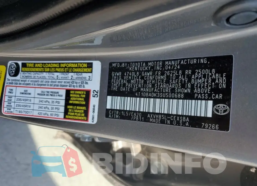 4T1DBADK3SU500688 Photo# 13