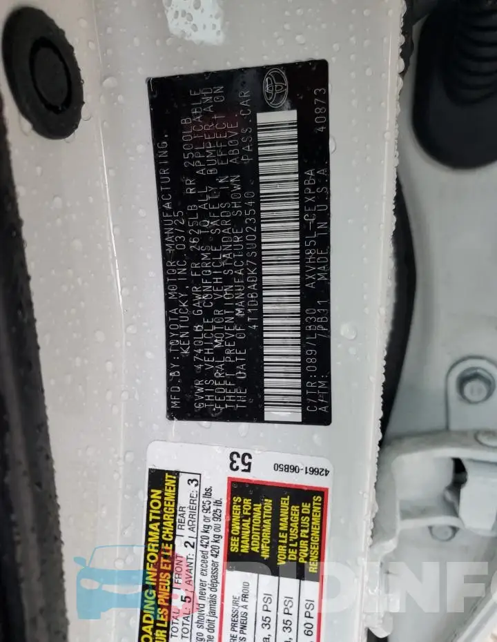 4T1DBADK7SU023540 Photo# 12
