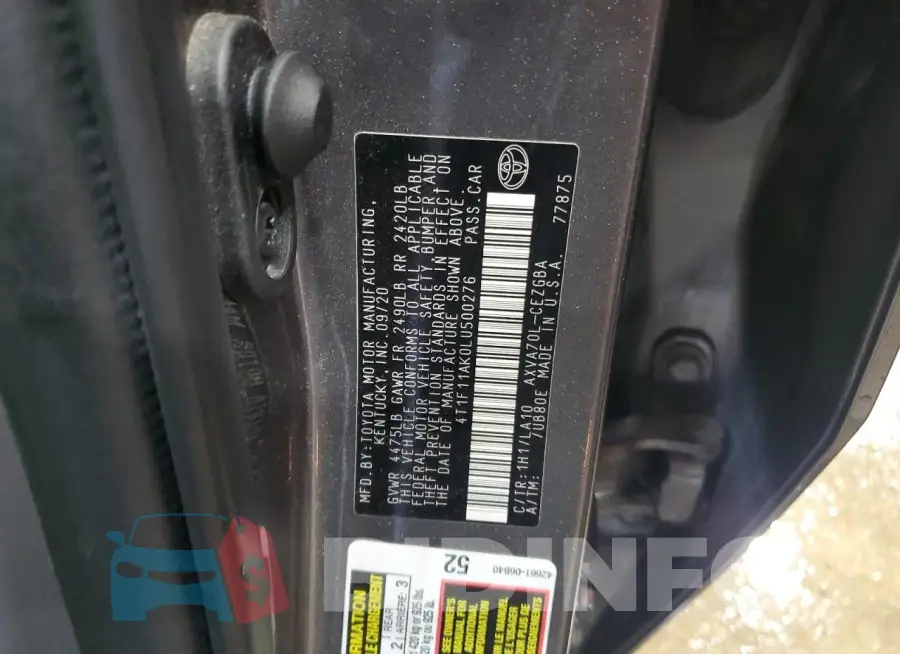 4T1F11AK0LU500276 Photo# 12