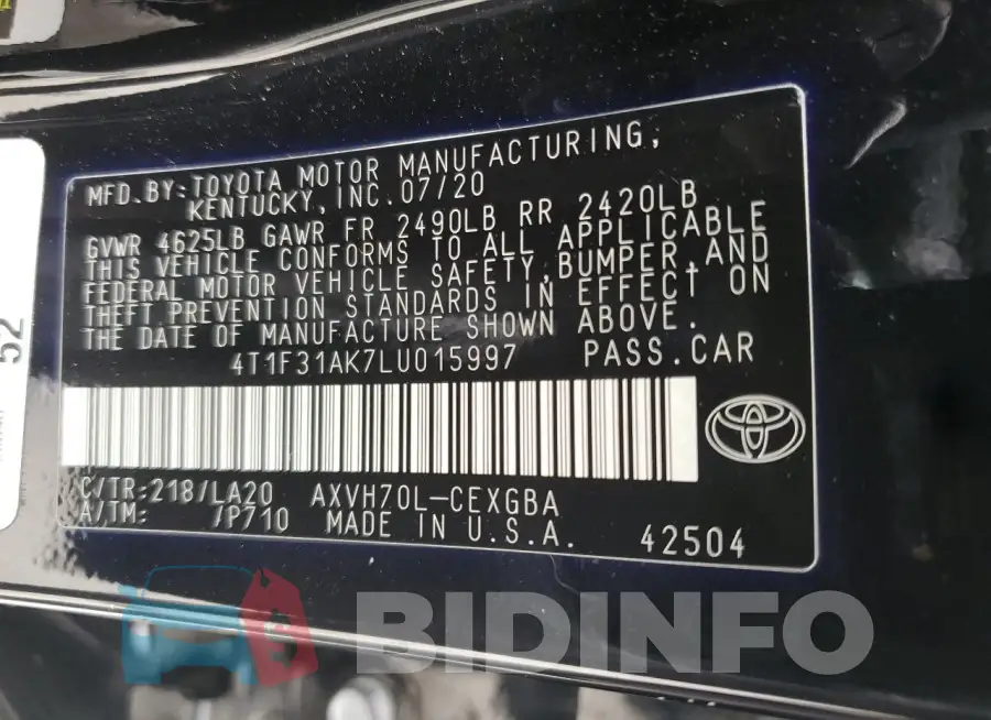4T1F31AK7LU015997 Photo# 12
