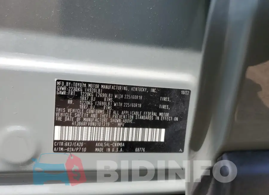 4T3B6RFV8NU101319 Photo# 13