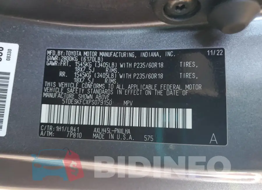 5TDESKFCXPS079150 Photo# 13