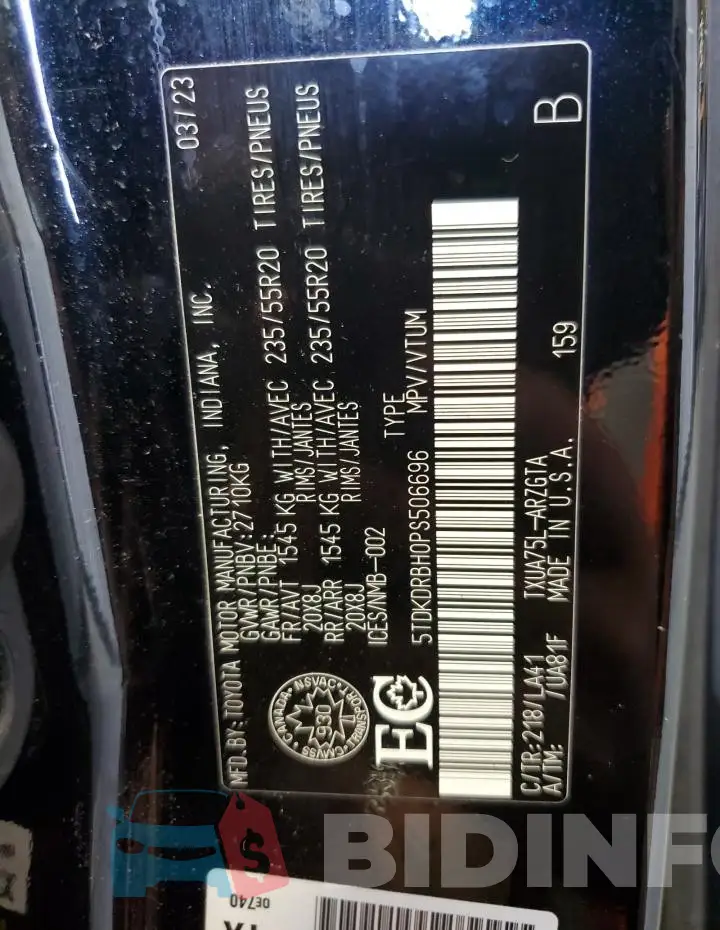 5TDKDRBH0PS506696 Photo# 13