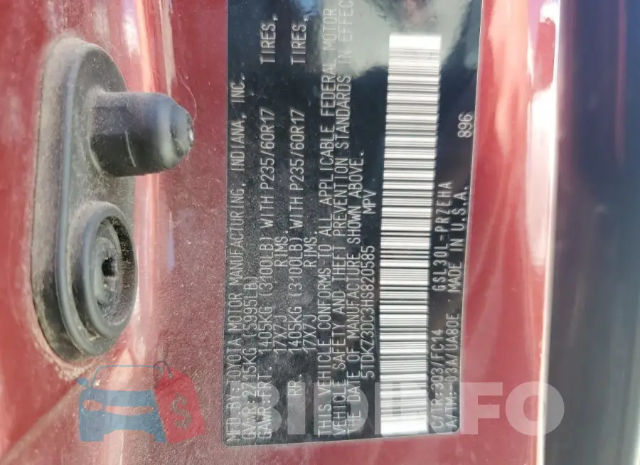 5TDKZ3DC3HS820585 Photo# 13