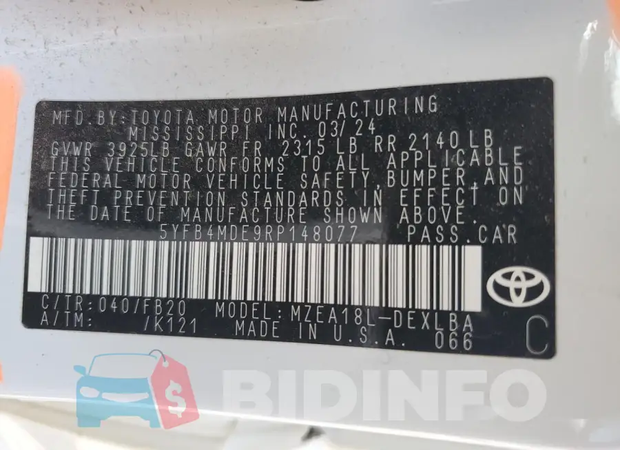 5YFB4MDE9RP148077 Photo# 12