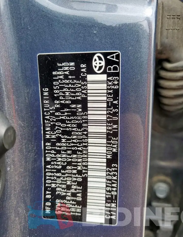 5YFBURHEXGP438185 Photo# 12