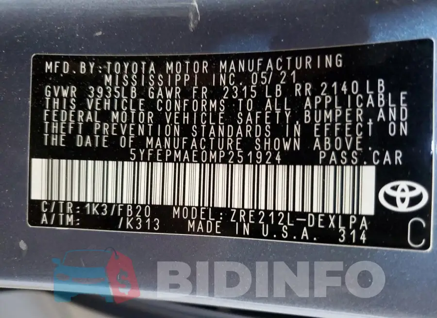 5YFEPMAE0MP251924 Photo# 12