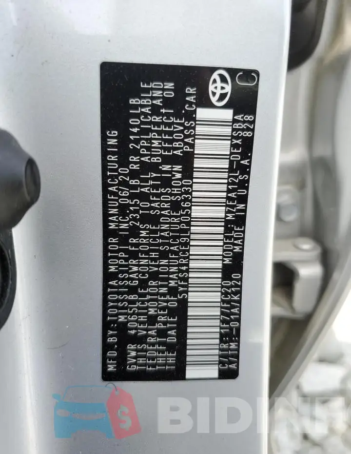 5YFS4RCE9LP056330 Photo# 12