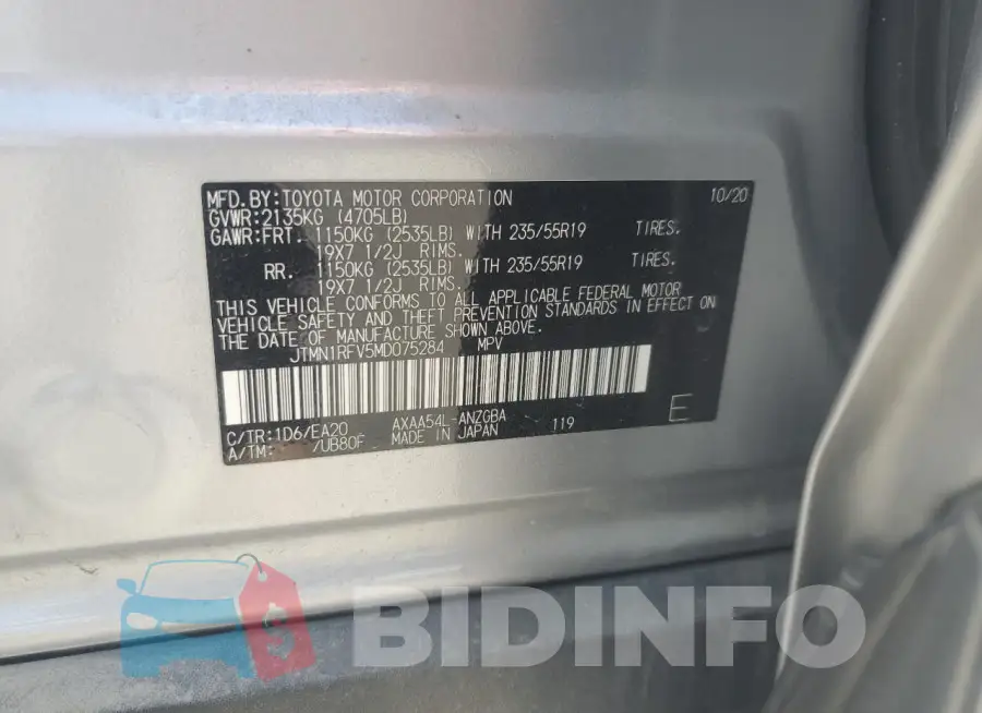 JTMN1RFV5MD075284 Photo# 13