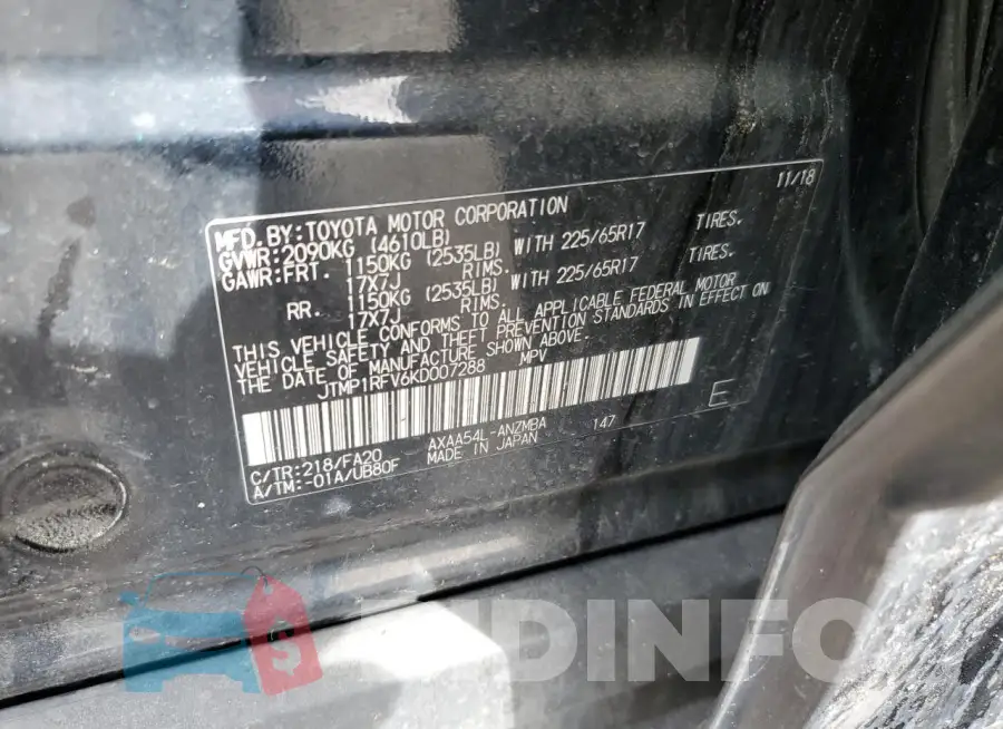 JTMP1RFV6KD007288 Photo# 13