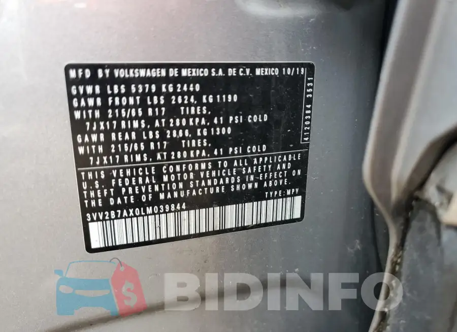 3VV2B7AX0LM039844 Photo# 13