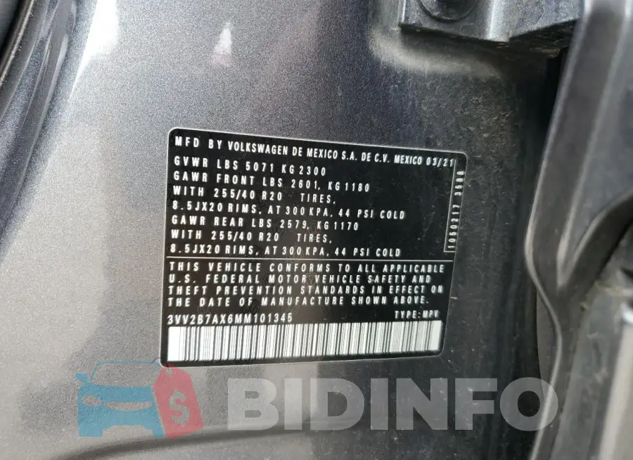 3VV2B7AX6MM101345 Photo# 14