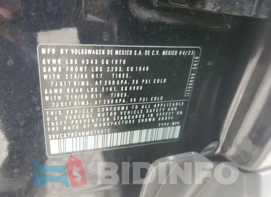 3VVCX7B24NM070672 Photo# 13
