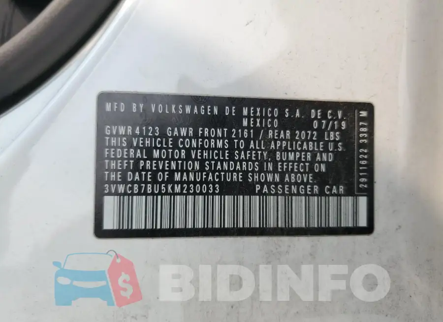 3VWCB7BU5KM230033 Photo# 13