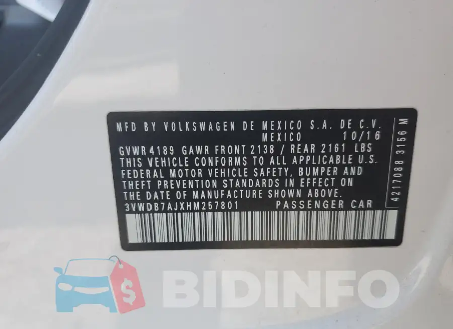 3VWDB7AJXHM257801 Photo# 12