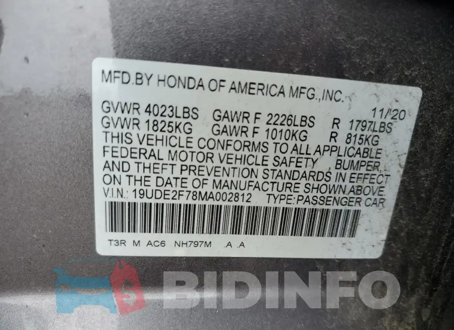 19UDE2F78MA002812 Photo# 12