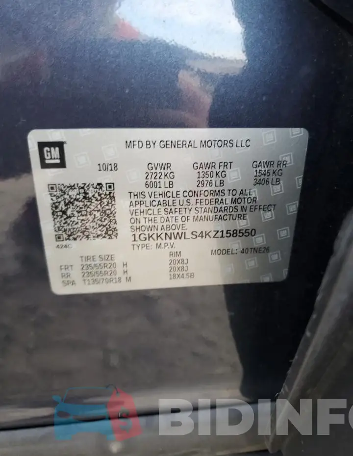 1GKKNWLS4KZ158550 Photo# 13