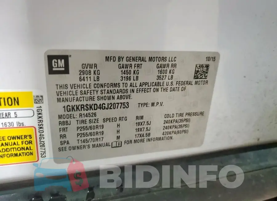 1GKKRSKD4GJ207753 Photo# 13
