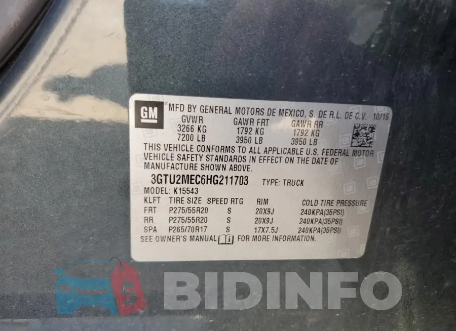 3GTU2MEC6HG211703 Photo# 12