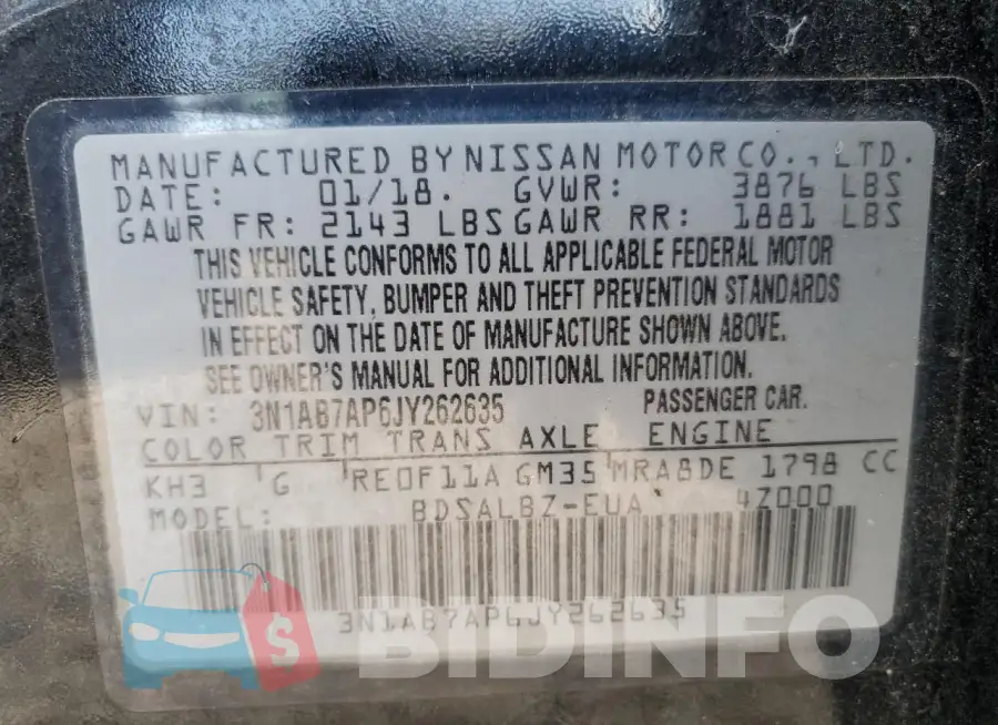 3N1AB7AP6JY262635 Photo# 12