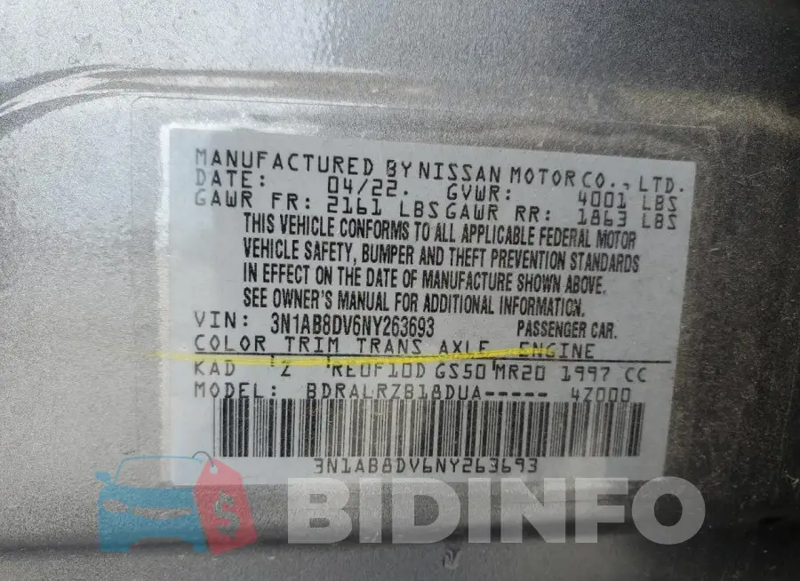 3N1AB8DV6NY263693 Photo# 12