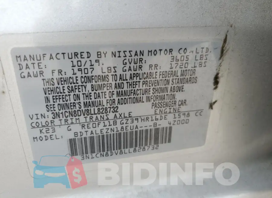 3N1CN8DV8LL828732 Photo# 13