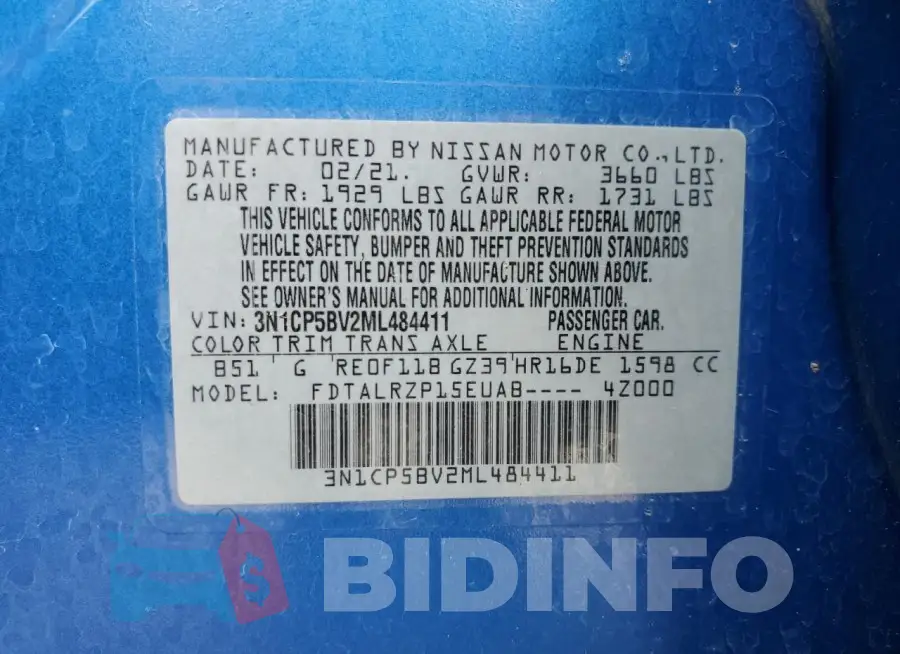 3N1CP5BV2ML484411 Photo# 14