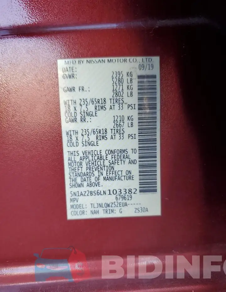 5N1AZ2BS6LN103382 Photo# 13