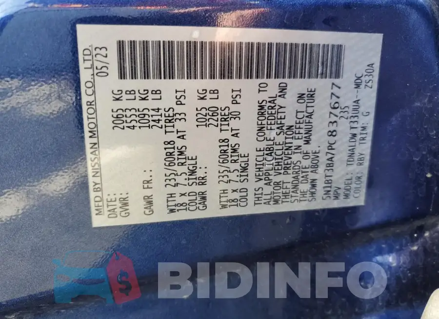 5N1BT3BA7PC837677 Photo# 14